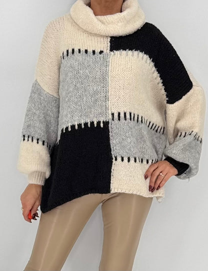 Strickpullover "Harmony", babyblau, braun, rosa, grau