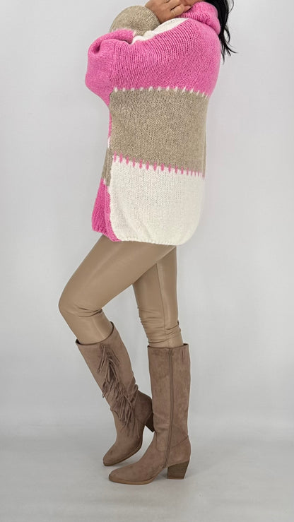 Strickpullover "Harmony", babyblau, braun, rosa, grau