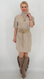 Rollkragen Strickkleid, beige, grau, taupe