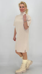 Rollkragen Strickkleid, beige, grau, taupe