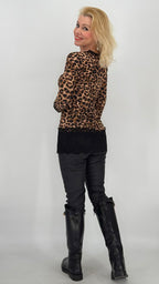 Basic Langarmshirt, leo, rot, braun, orange, pink, taupe, beige, schwarz