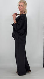 Damen Set : Hosen, Weites Bein und Oberteil Halbarm, in Gelb