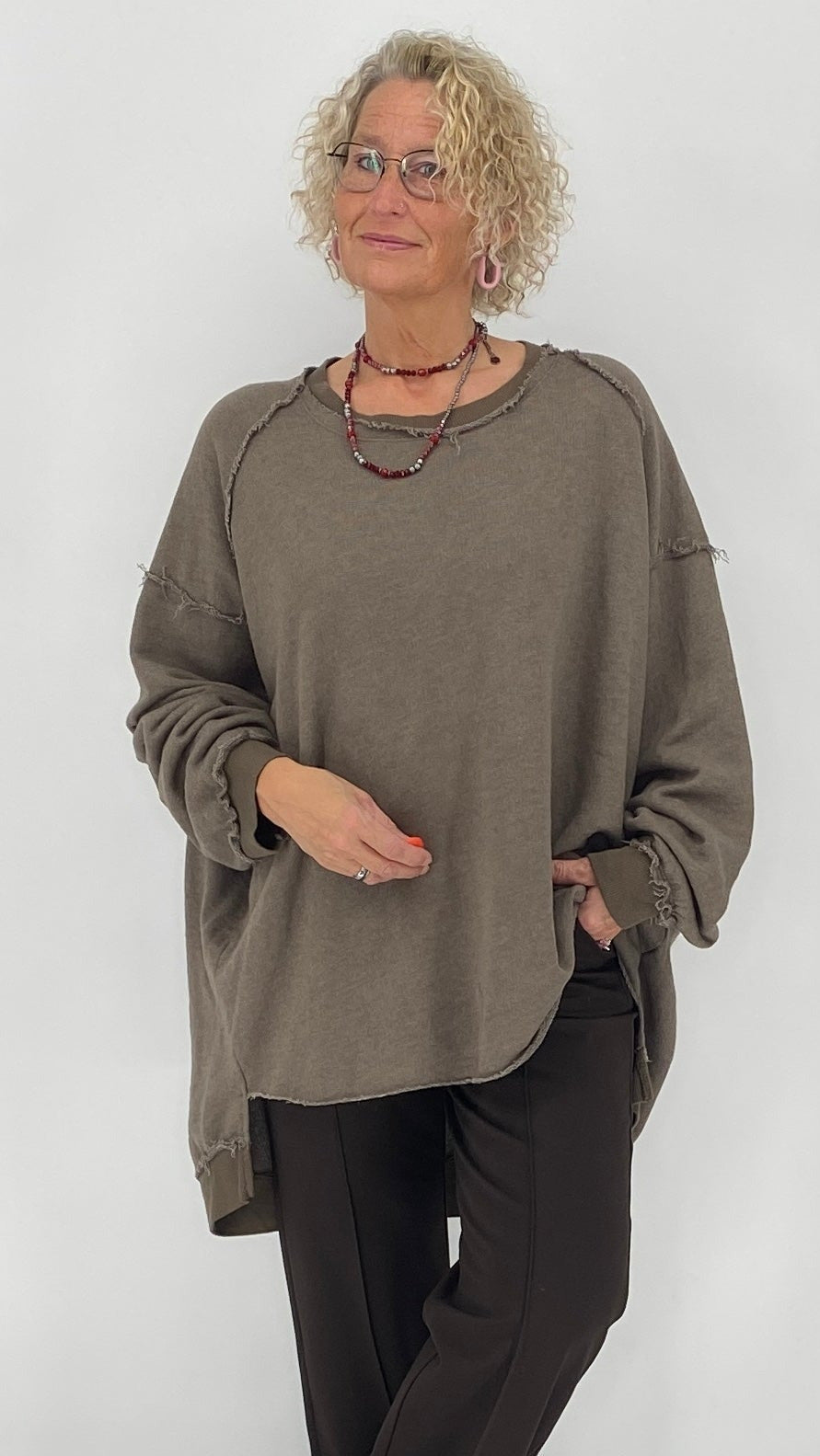 Sweatshirt "Earth"in grau, braun, olive