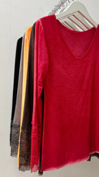 Basic Langarmshirt, leo, rot, braun, orange, pink, taupe, beige, schwarz