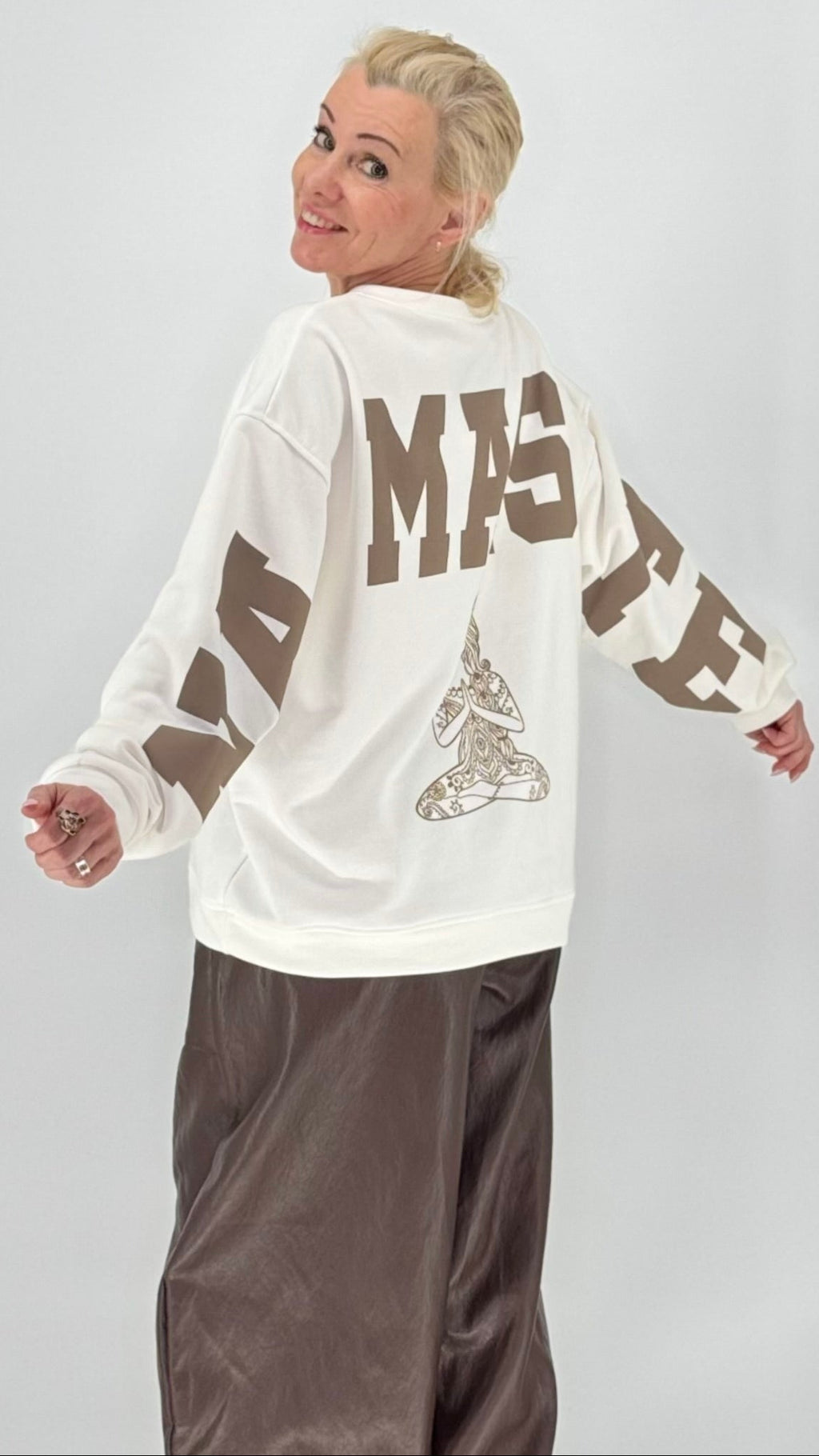Sweatshirt "NAMASTE", creme, blau