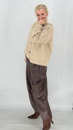 Strickjacke, beige, braun