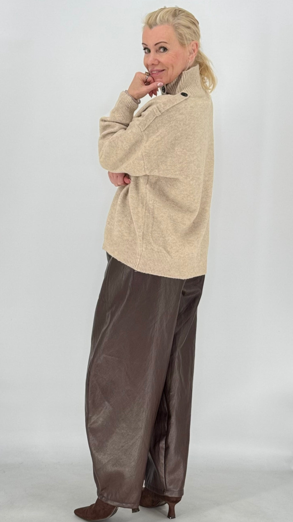 Strickjacke, beige, braun