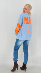 Sweatshirt "NAMASTE", creme, blau