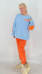Sweatshirt "NAMASTE", creme, blau