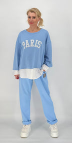 Oversized Shirt "Paris" blau
