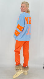 Sweatshirt "NAMASTE", creme, blau