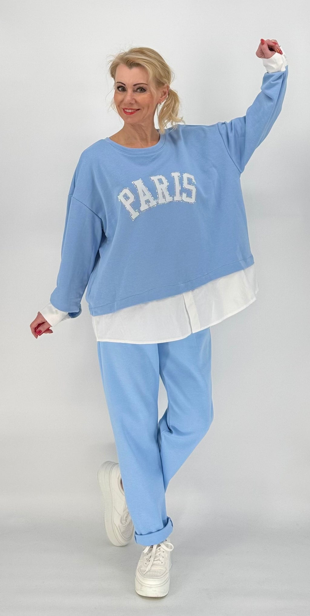 Oversized Shirt "Paris" blau