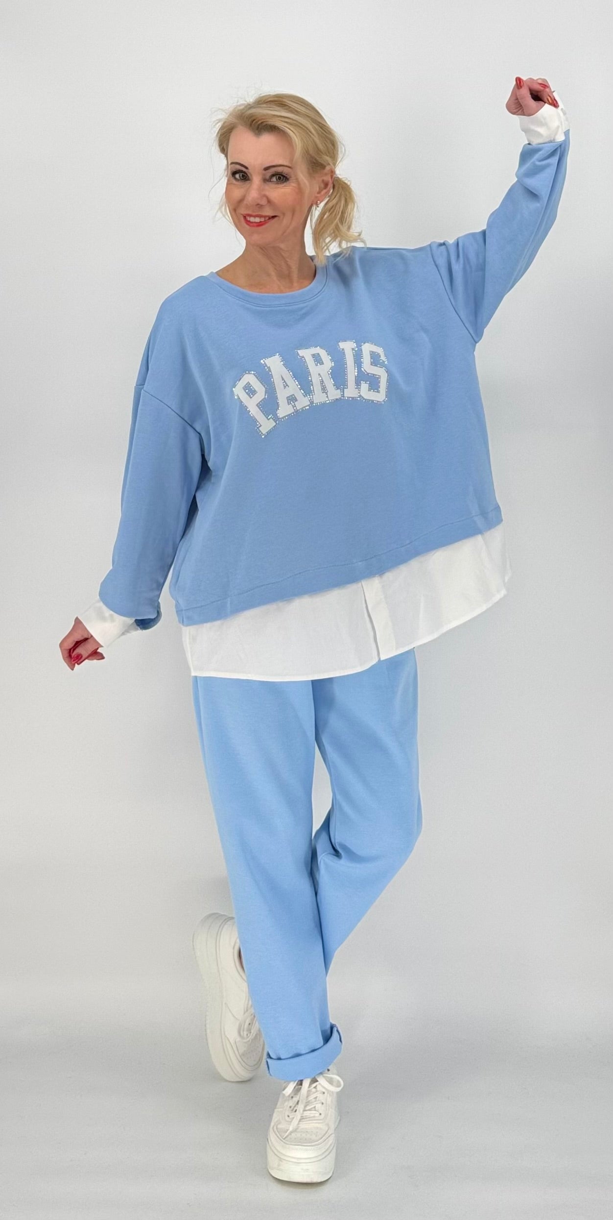 Oversized Shirt "Paris" blau