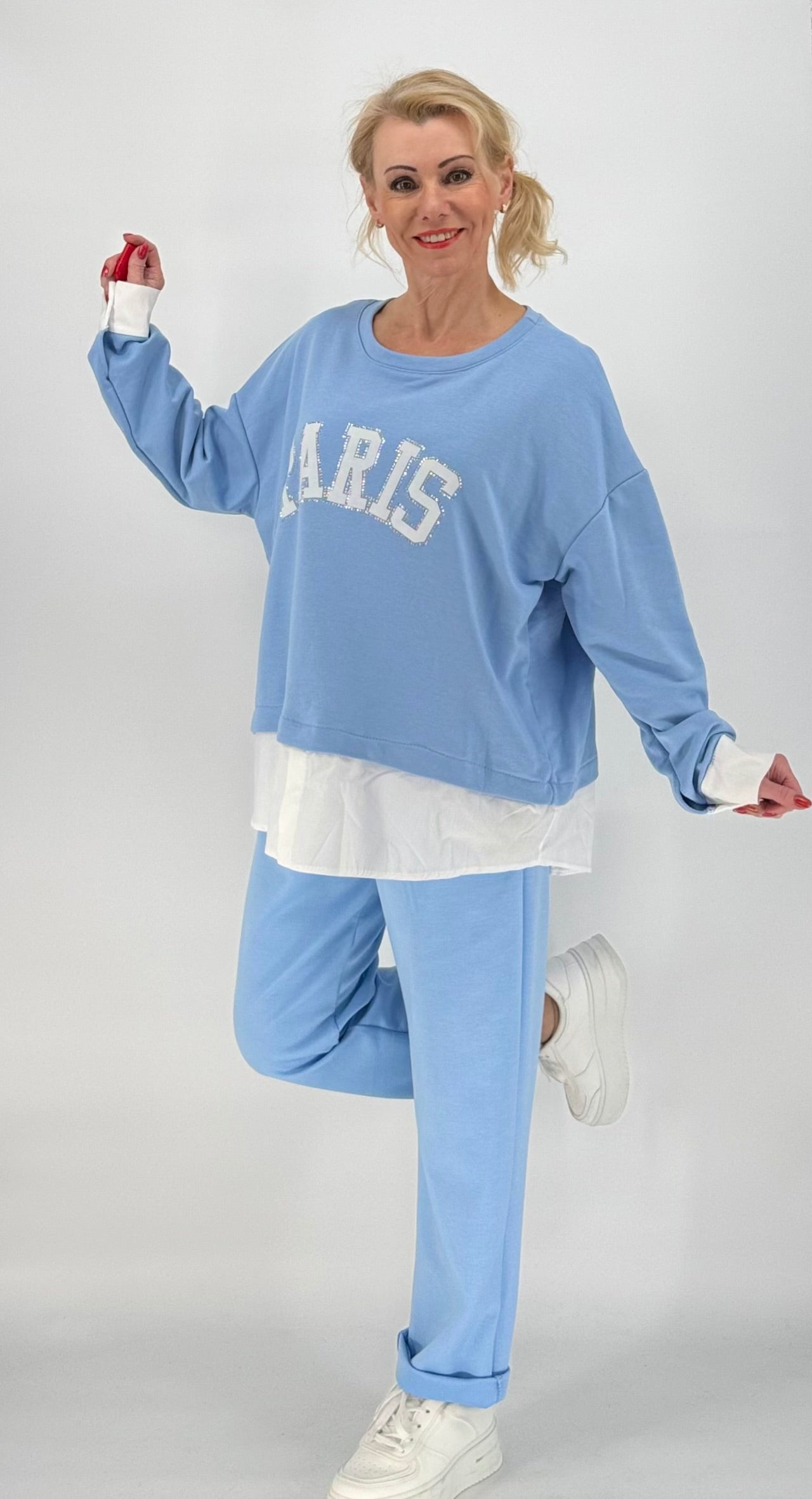 Oversized Shirt "Paris" blau