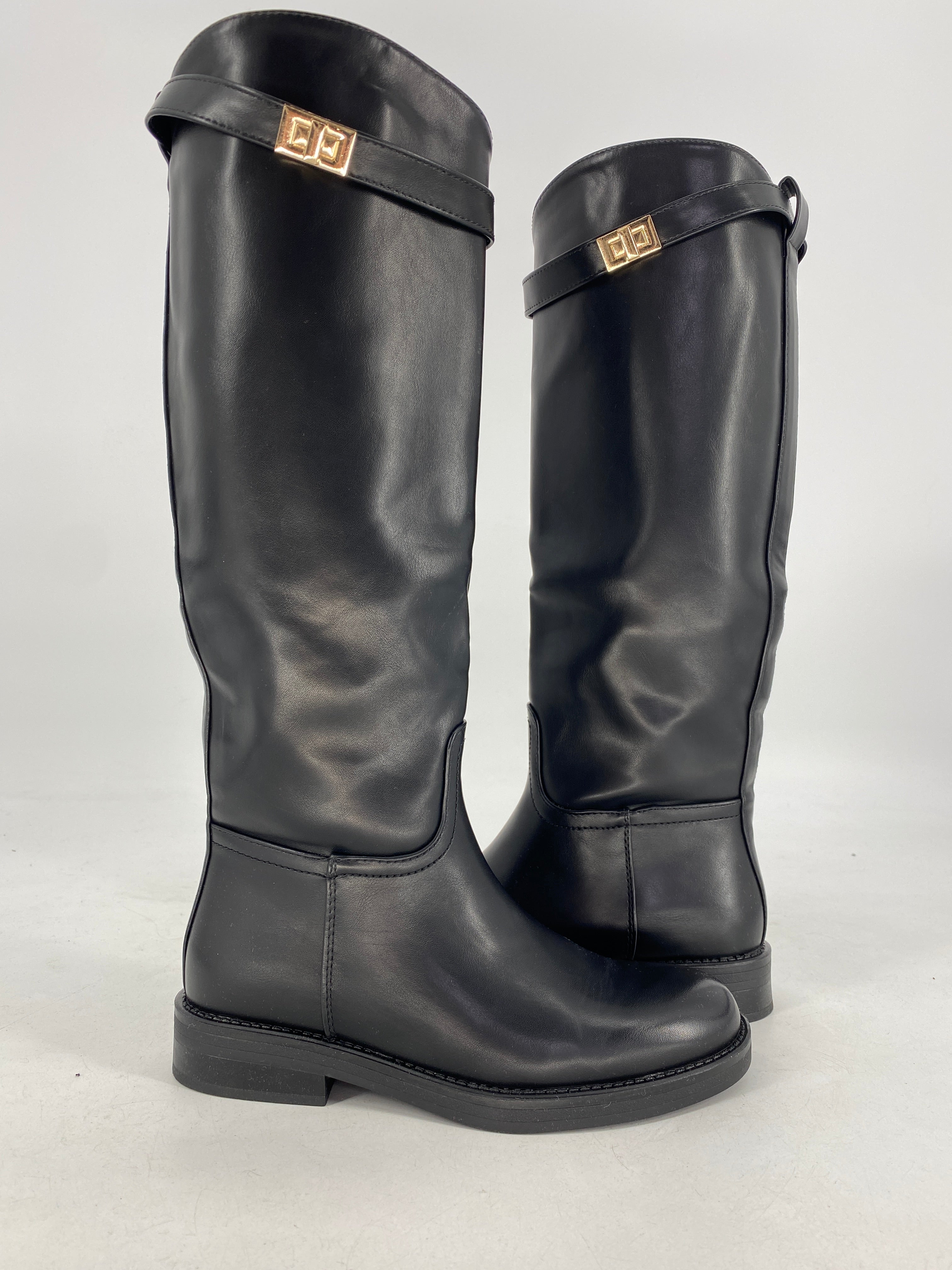 Klassische schwarze Stiefel, schwarz D-99