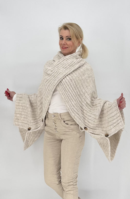 Kurz Poncho "Eva" beige