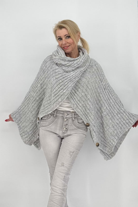 Kurz Poncho "Eva" grau