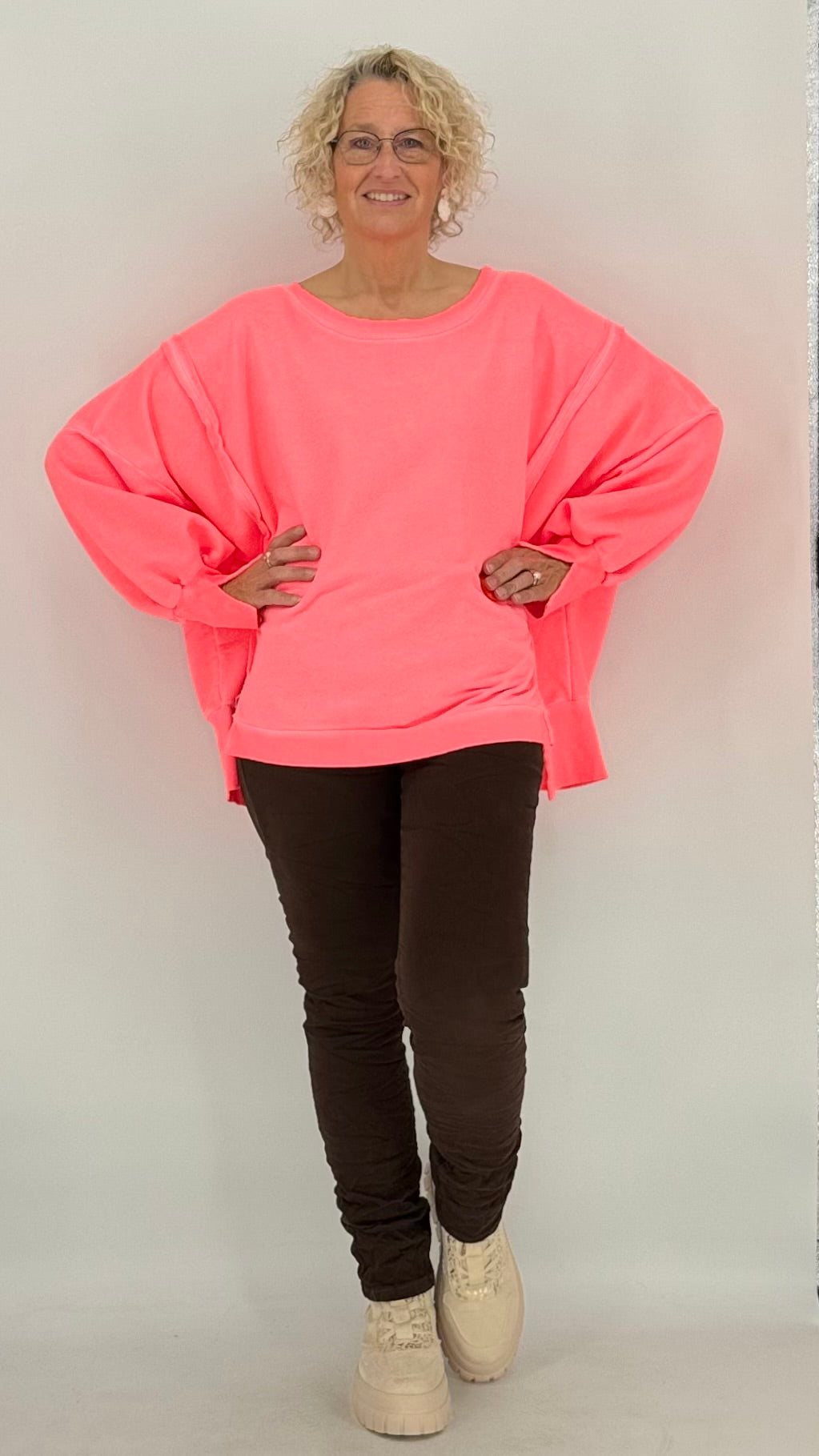 Sweatshirt, neonrosa, neongelb
