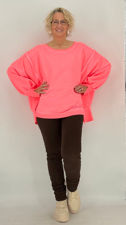 Sweatshirt, neonrosa, neongelb