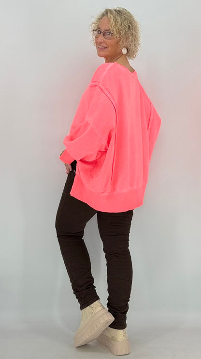 Sweatshirt, neonrosa, neongelb