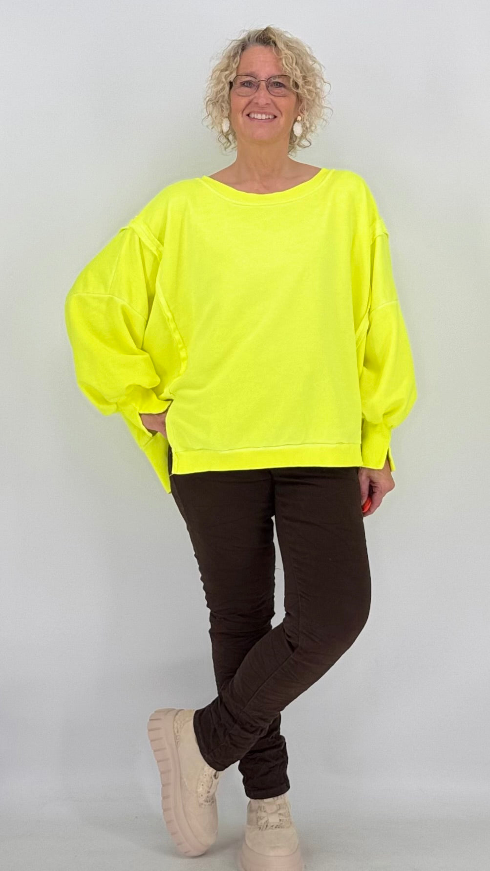 Sweatshirt, neonrosa, neongelb