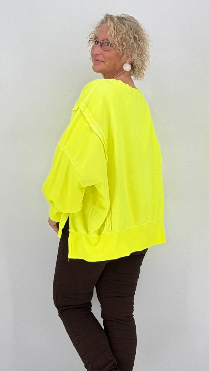 Sweatshirt, neonrosa, neongelb