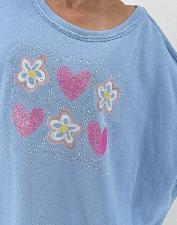 Sweatshirt in blau "Blumen uhd Herz"