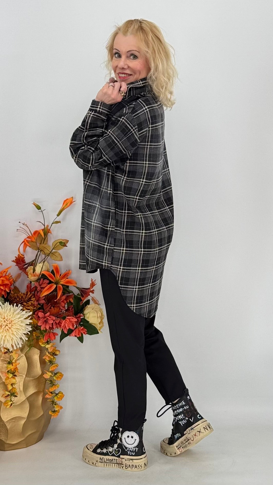 Long- Hemd 100% Baumwolle, grau