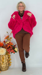 Kunstfell Jacke, orange, weiß, blau, pink