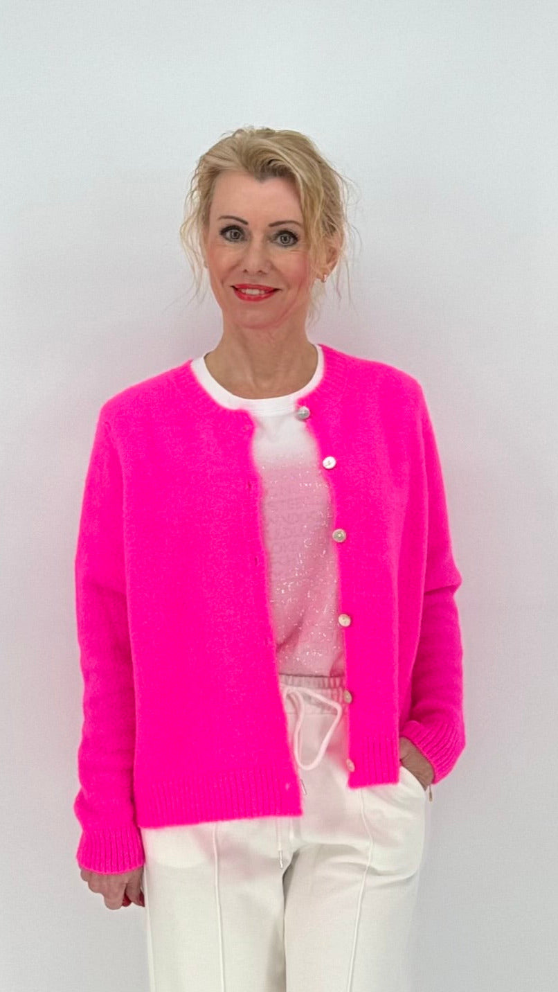 Strickjacke ESViViD Baby Alpaca Neonpink