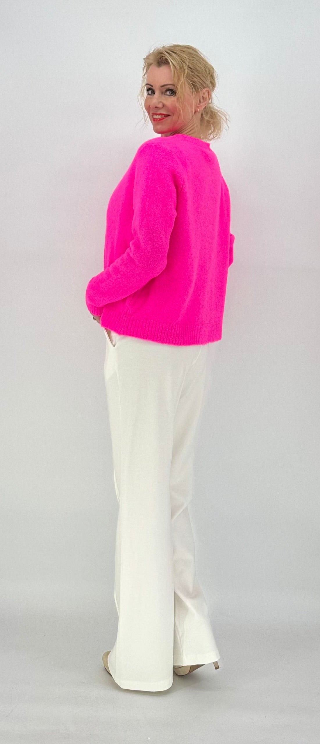Strickjacke ESViViD Baby Alpaca Neonpink