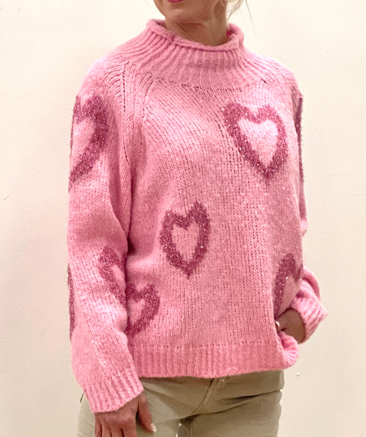 Pullover pink mit Herzchen