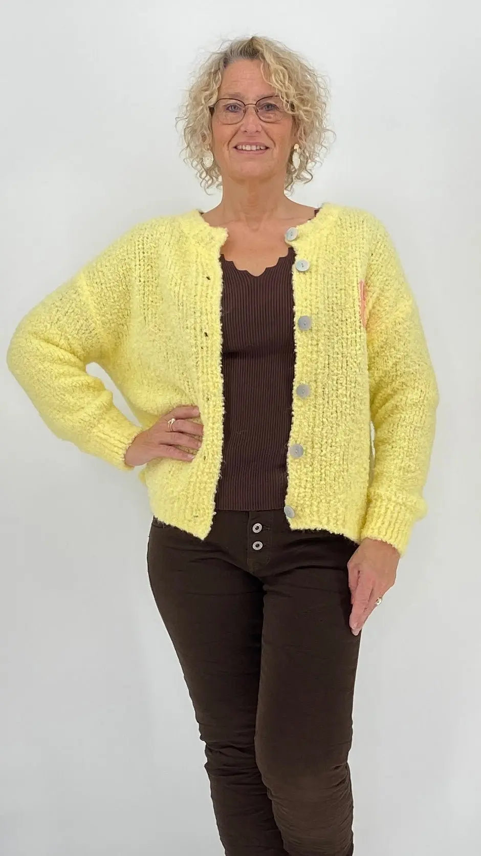 Strickjacke "crème de la crème", weiß, taupe, gelb - By Elena FashionBy Elena Fashion