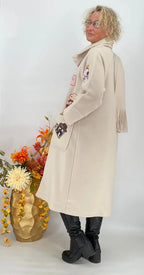 Mantel mit Patches und Schal, beige - By Elena FashionBy Elena Fashion