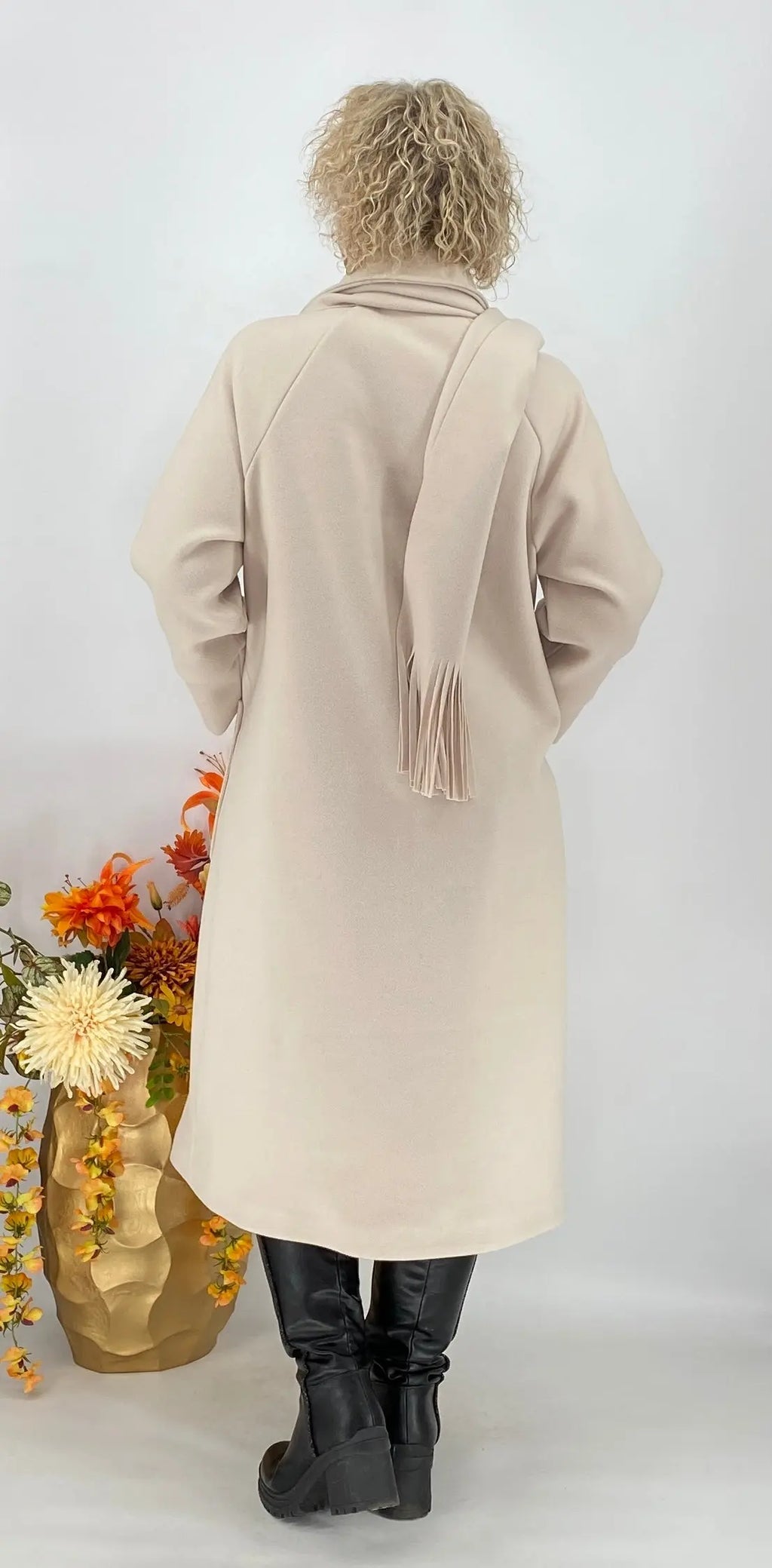 Mantel mit Patches und Schal, beige - By Elena FashionBy Elena Fashion
