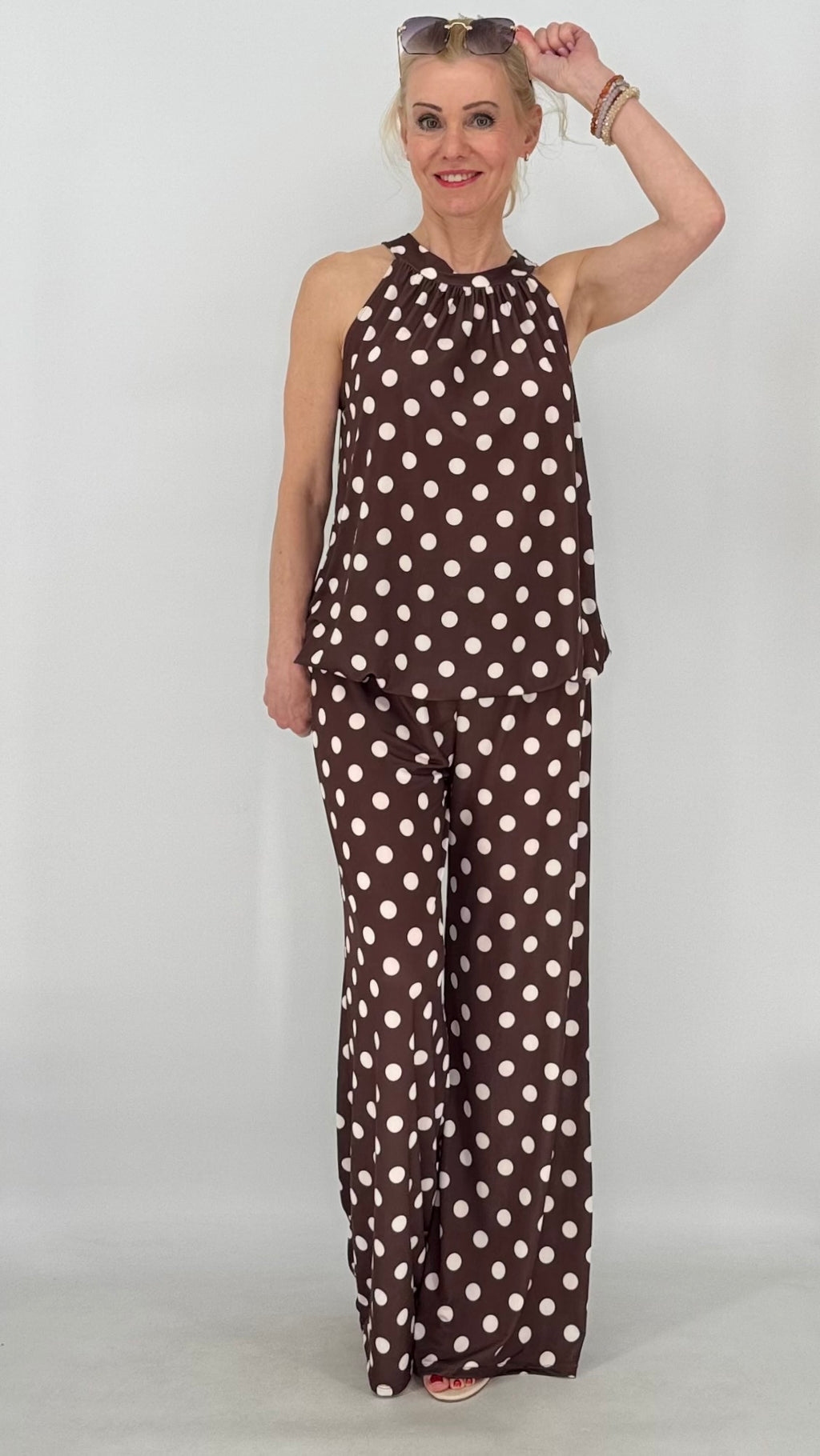 Damen Set : Hose und Neckholder-Top "Pünktchen"