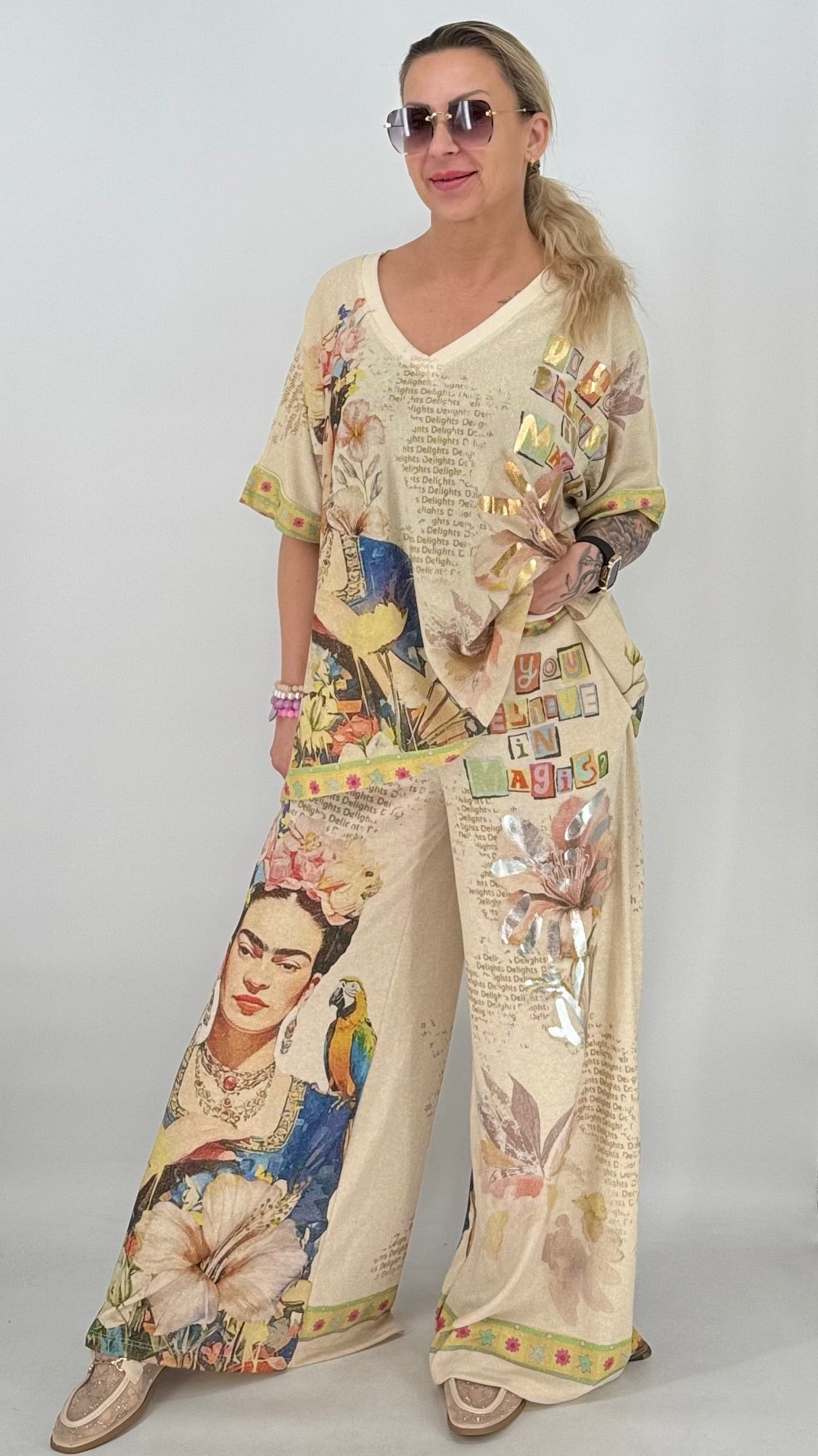 Boho Frida Print Zweiteiler Beige