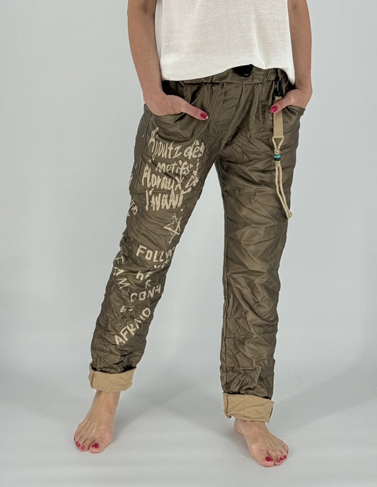 Joggpants Lederimitat Hose bronze