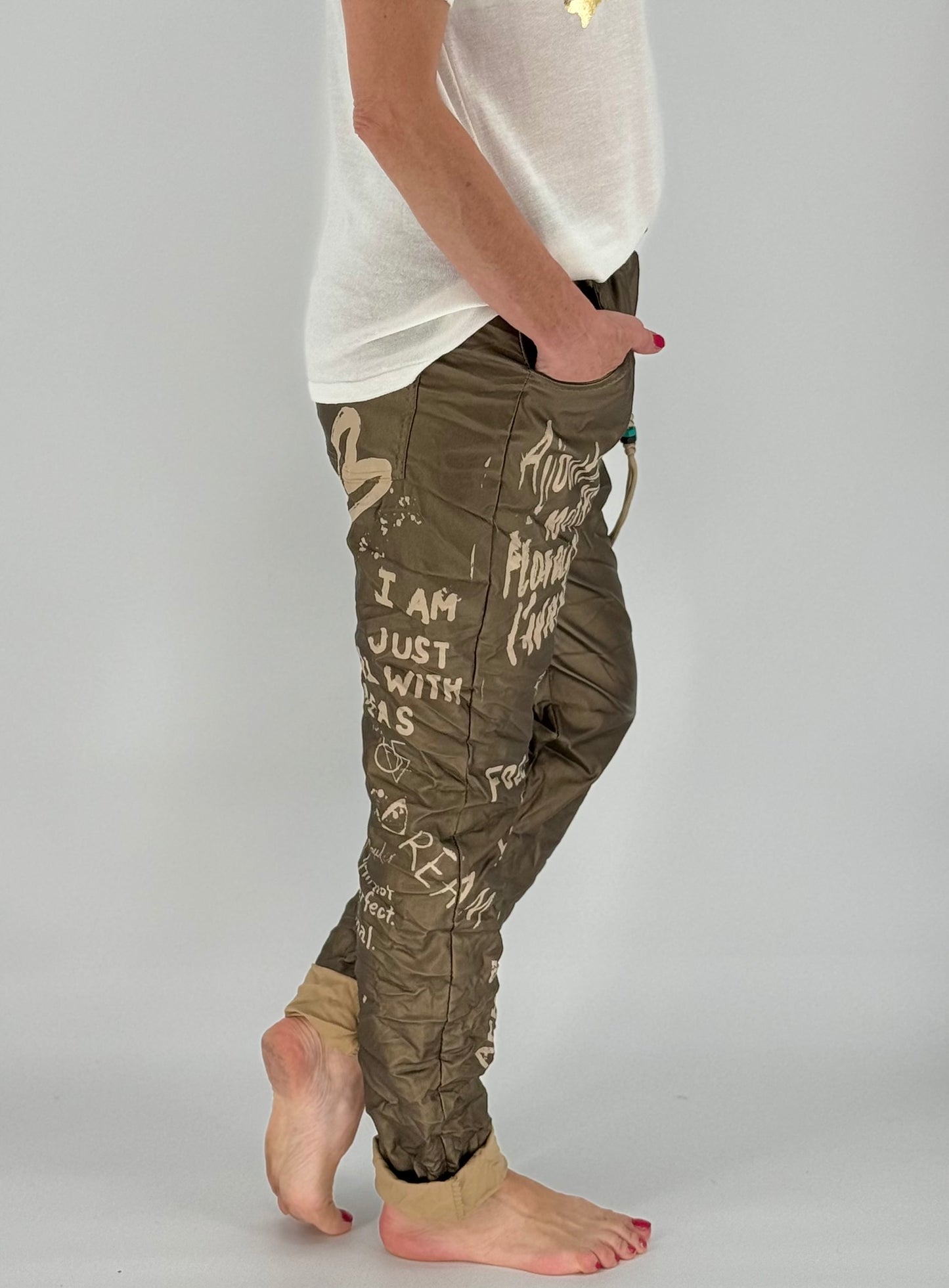 Joggpants Lederimitat Hose bronze