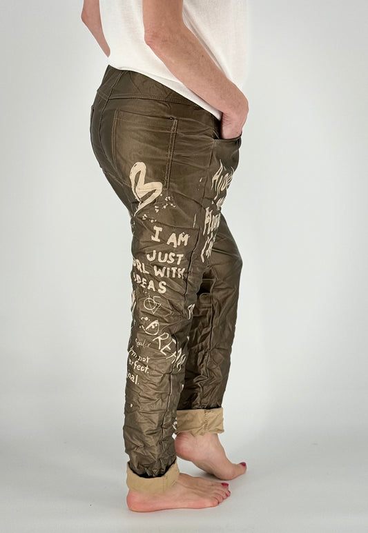 Joggpants Lederimitat Hose bronze