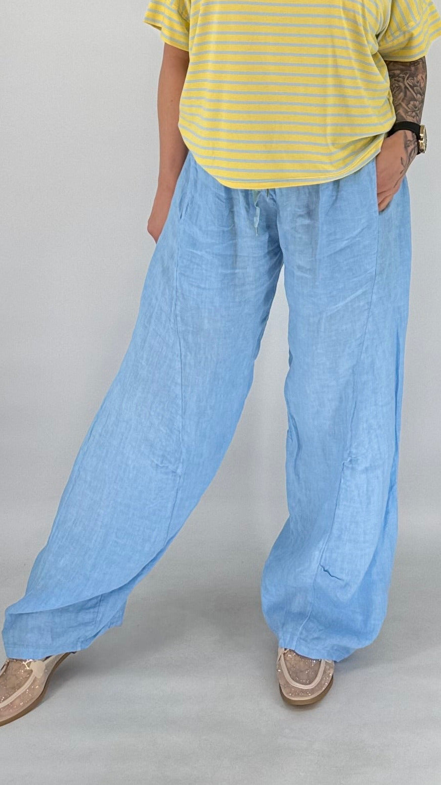 Leinen Hose in Himmelblau