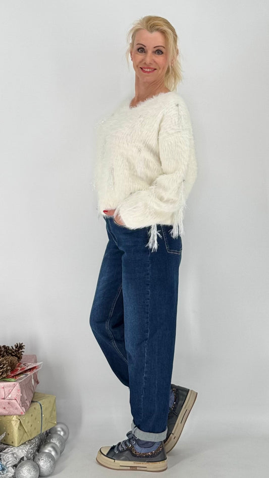 Pullover grau, weiß