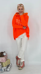 Sweatshirt "SELF" mit Kapuze, orange, grün, beige