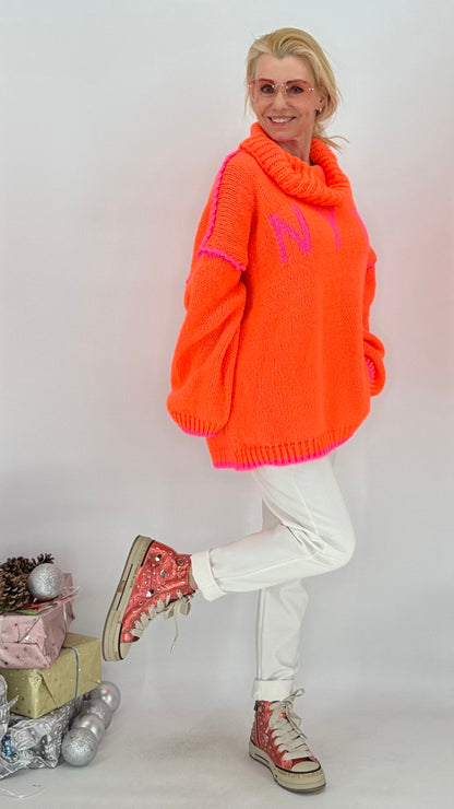 Pullover "NYC", pink,orange