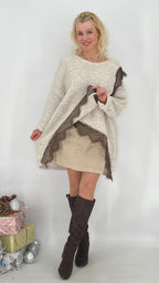 Pullover mit Asymmetrischer Saum, creme