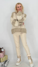 Pullover "Stripe", braun, beige , rosa