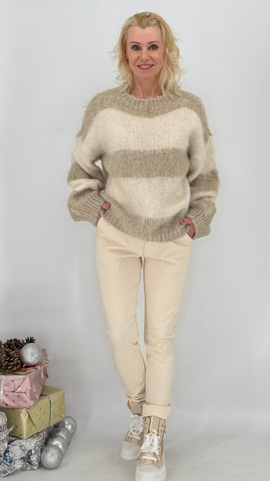 Pullover "Stripe", braun, beige , rosa