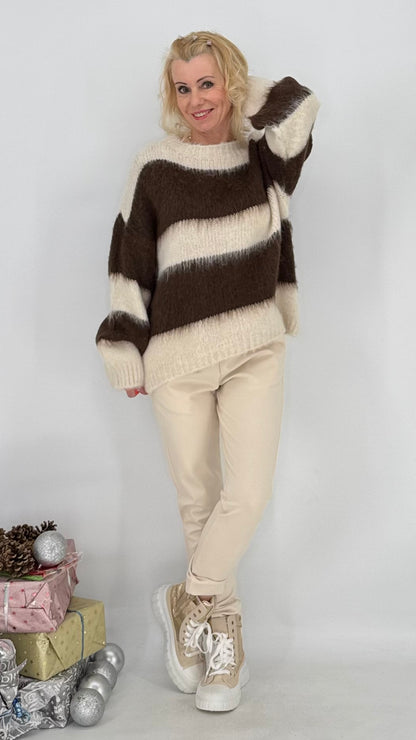 Pullover "Stripe", braun, beige , rosa