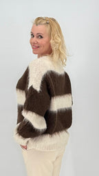 Pullover "Stripe", braun, beige , rosa