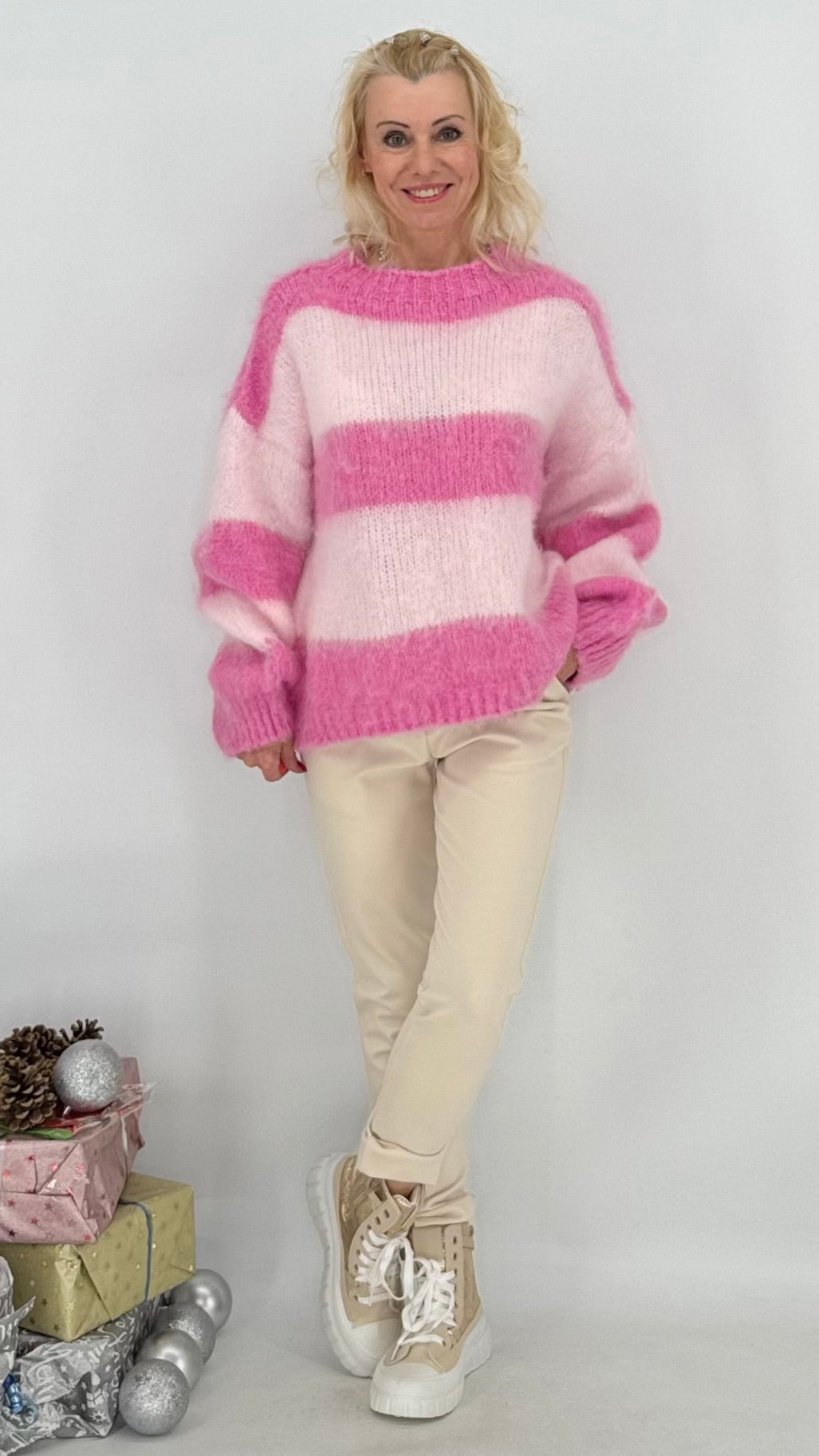 Pullover "Stripe", braun, beige , rosa
